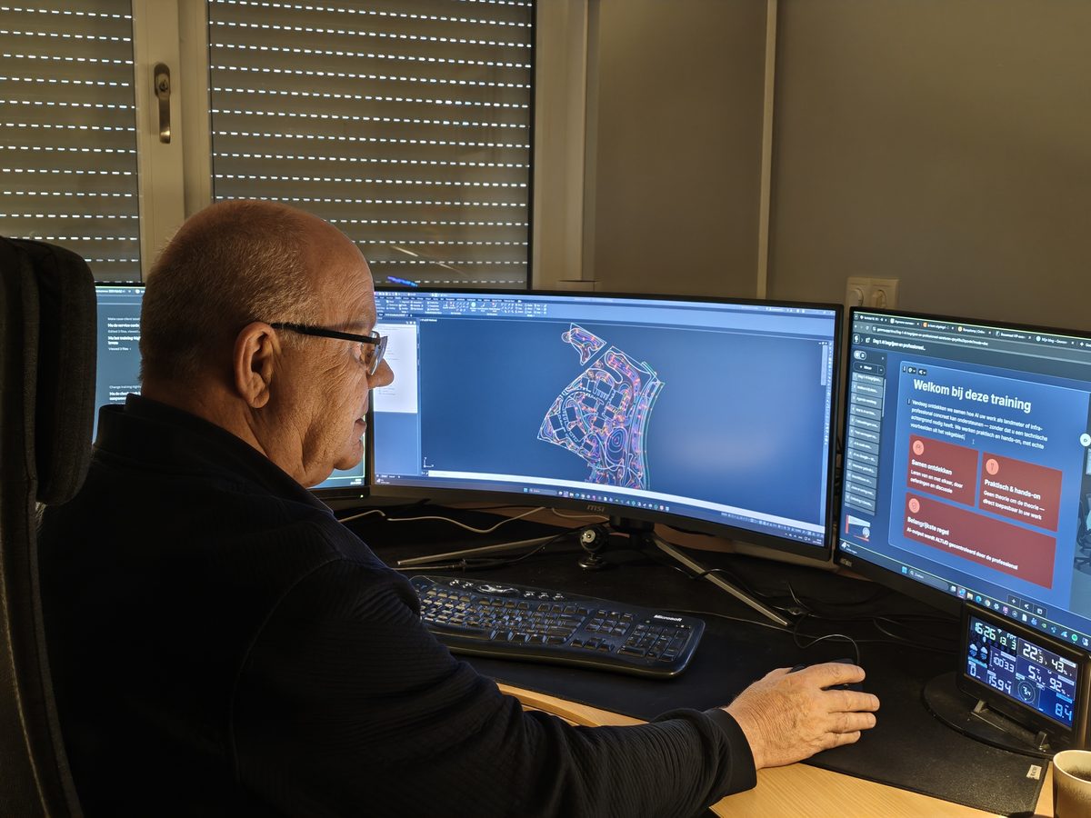Jan Boerman werkt met Civil 3D en AI-trainingsmateriaal